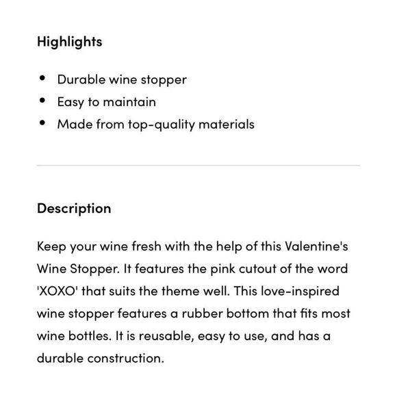 Wine Accessories Gift Set Aerator & Stopper Valentine’s Day XOXO Galentine’s Day - Picture 3 of 9